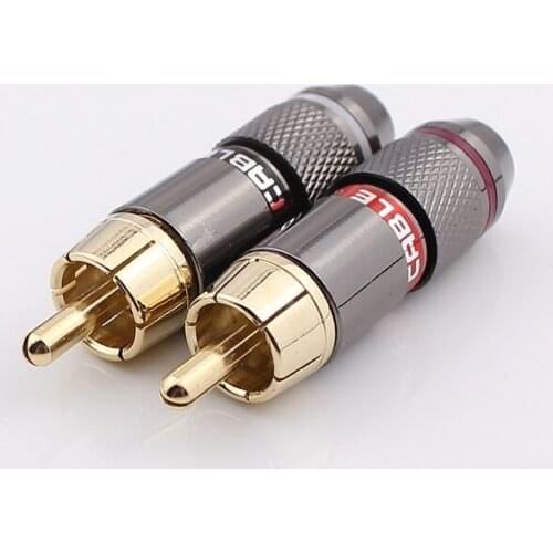 2x Metel Quality RCA Phono Male Plug Solder Connector Adapter Terminal AV Audio new