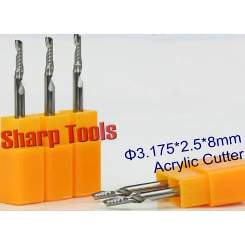 3.175*2.5mm CEL8-12mm One Flute Spiral Router Bit Micro Grain Tungsten Carbide CNC Milling Cutter Tools for Acrylic Cutting PVC