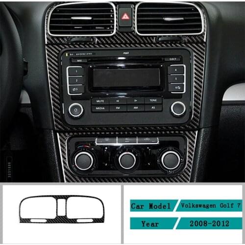 Carbon Fiber Car Accessories Interior Middle Vent Outlet Protective Decals Cover Trim Stickers For Volkswagen Golf 6 2008-2012