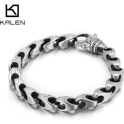 Kalen Punk Race Totem Cuff Chain Stainless Steel Mens Bracelet Jewelry Accessories