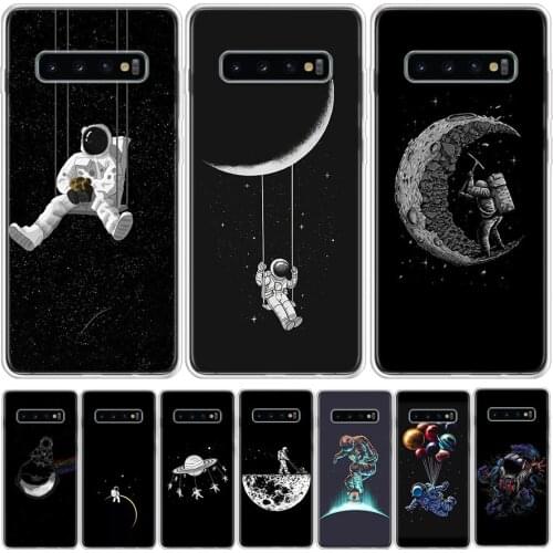 Space Moon Astronaut Phone Case For Samsung GalaxyA90 A71 A70 A51 A50 A41 A40 A30 A21 A10 A9 A8 A7 A6Plus M30S A20E A01 A10S A20