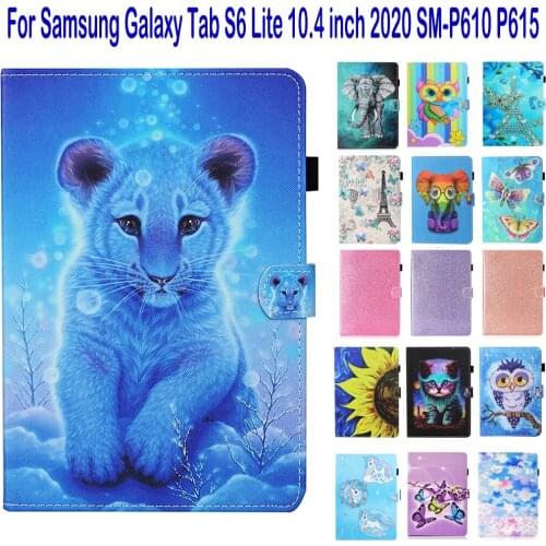 For Samsung Galaxy Tab S6 Lite 10.4 inch 2020 P610 P615 Case Cover SM-P610 SM-P615 10.4'' Stand Tablet Case Cartoon Pattern