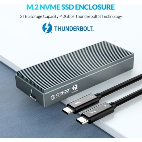 ORICO Case SSD M2 Nvme Thunderbolt 3 40Gbps Thunder Bolt Aluminum Box USB C to C Cable Enclosure For Laptop Desktop Mac Book
