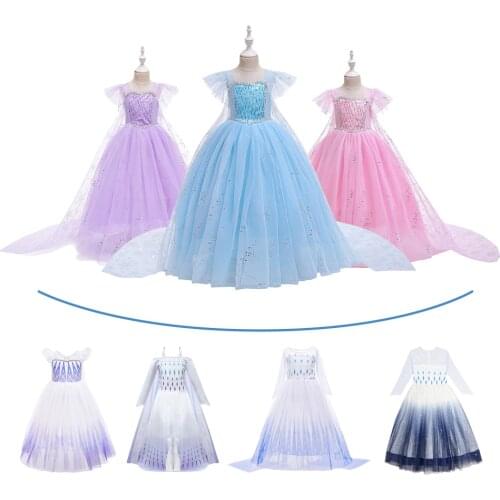 Kid Girls Elsa Dress Snow Queen Elsa Cosplay Sequin Costume Girls Christmas and New Year Evening Dress Childrens Clothing
