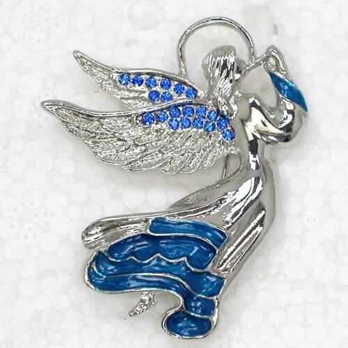 Blue Rhinestone Fairy Angel Pin brooches Fashion Enamel brooch C124 B