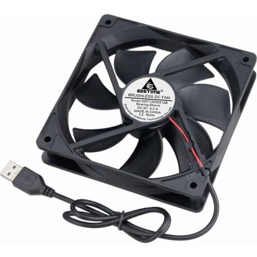 Gdstime 5 Pcs 120*120*25mm 1500RPM Motor Cooler 12cm PC Computer DC 5V USB Cooling Fan 120mm x 25mm 12025 0.2A