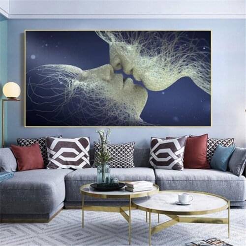 Canvas Painting Abstract Oil Painting On Canvas Love Kiss Poster Wall Art Room Decoration Picture For Home Pictures
