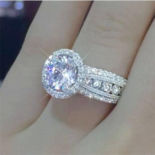 Blaike Exquisite Silver Color Round Zircon Rings For Women Fashion Design Bride Wedding Engagement Ring Jewelry