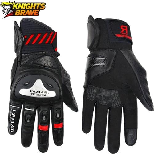 Motorcycle Gloves Men Leather Guantes Moto Carbon Fibre Moto Motocross Gloves Touch Function Guantes Moto Riding Gloves Black