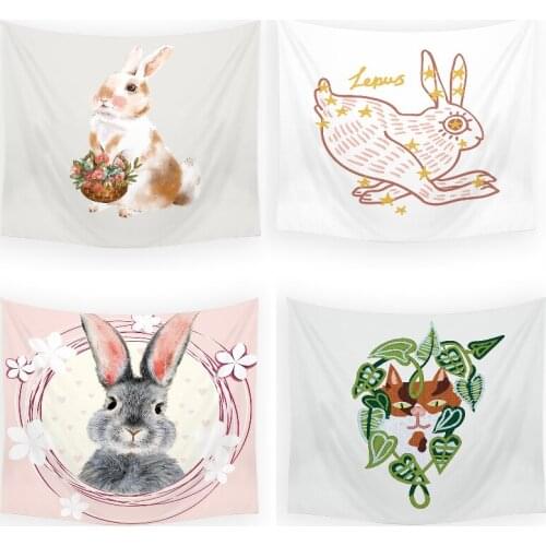 Cartoon cute bunny room decor aesthetic farmhouse home decor anime tapestry wall tapestry forest elephant decor kawaii tapestry