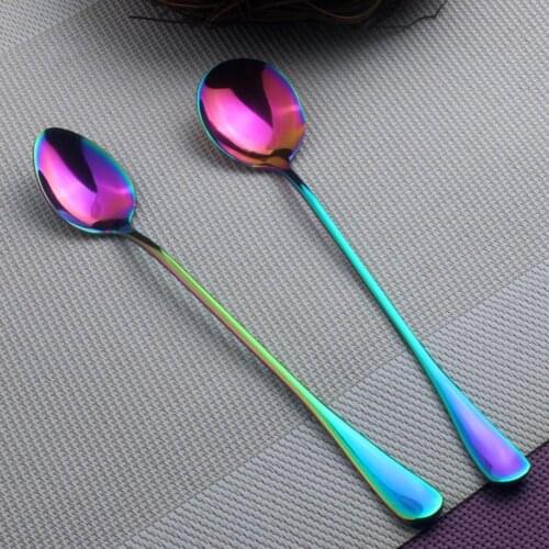 New Stainless Steel Long Handle Coffee Honey Ice Soup Stir Spoon Kitchen Tableware