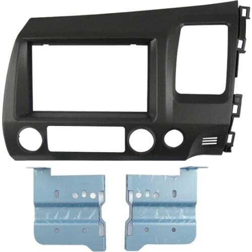 Double Din Car Dashboard Trim for Honda Civic RHD 2007-2011 Fascia Facia Panel Front Bezel Dash Kit Stereo Mount Kits