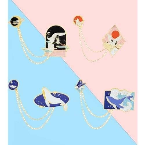 Various Chain Series Denim Enamel Lapel Pins Lnteresting Combination Badges Brooches Nice Gifts For Friends Jewelry Wholesale