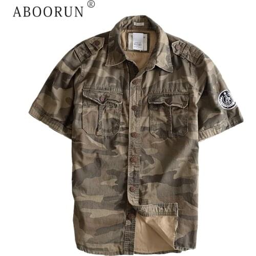 2020 Mens Military Camouflage Shirts Multi Pockets Army Shirts Pure Cotton Short Sleeve Shirts for Male