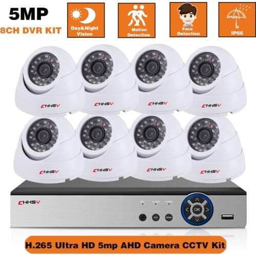 5MP 8pcs Security Camera System with DVR Indoor Home Monitoring Camera System Set 8ch CCTV DVR Video Surveillance Kit for Home