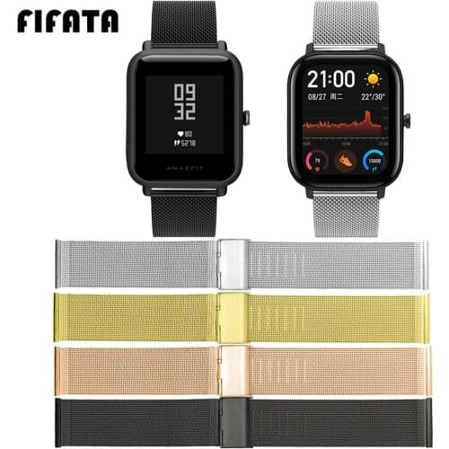 FIFATA 20 22MM Metal Replacement Watch Strap For Huami Amazfit GTS Smart Watch For Amazfit Bip Watch Band For Amazfit GTR Watch