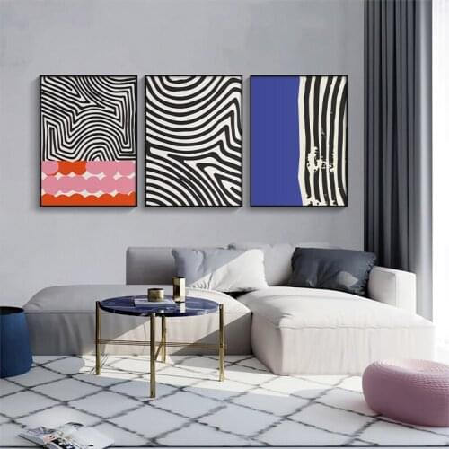 Modern Abstract Black Lines Minimalist Poster Canvas Painting Wall Art Nordic Picture Print for Living Room Unique Home Decor
