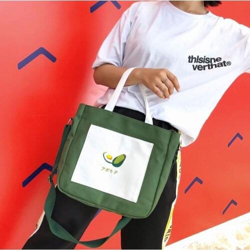 Ladies Totes Shoulder Bag Fruit Printing Women Cotton Shopping Women Eco Reusable Shopper Bags Canvas messenger Bag