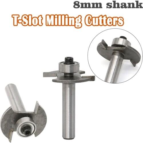 T-Slot Milling Cutters 8-Handle Ball T Knife Slotting Router Bit Cutter Wood Working