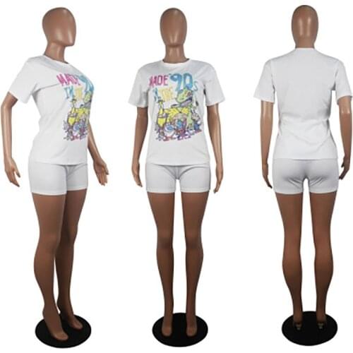 High-Quality Solid Color Printed Short-Sleeved Shorts Womens Suits, Outdoor Sports, Leisure And Entertainment Womens Suits