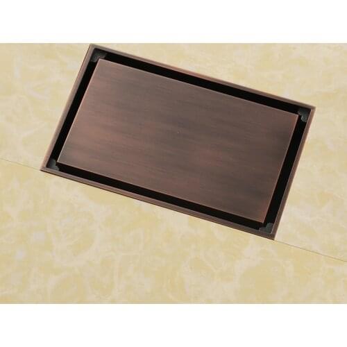 High quality brown solid brass 140 x 90mm square anti-odor floor drain bathroom invisible shower drain