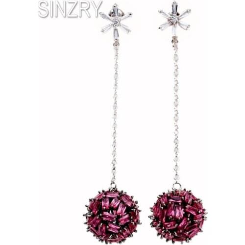 SINZRY elegant flower hollow snowflake ball dangle earrings cubic zirconia bridal earrings for women fashion costume jewelry