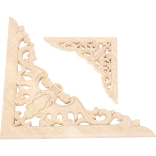 1Pc 16cm 30cm Vintage Wood Carved Decal Corner Onlay Applique Frame Furniture Wall Unpainted For Home Cabinet Door Decor Crafts