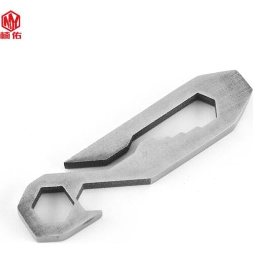 1PC 4 in 1 Stainless Steel Wrench Opener Combination Multifunction Tool Outdoor EDC Portable Keychain Tool Pendant