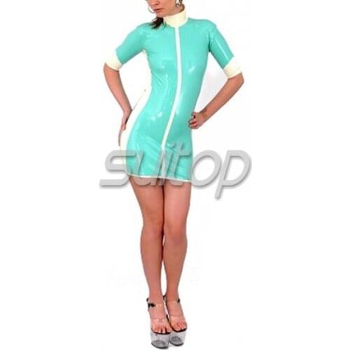 100% handmade latex uniform dress RUBBER SUITOP