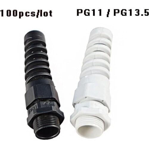 100pcs PG11 PG13.5 Nylon rubber Cable conduit wire Glands thread waterproof Plastic cable connector sleeve Spiral accessories