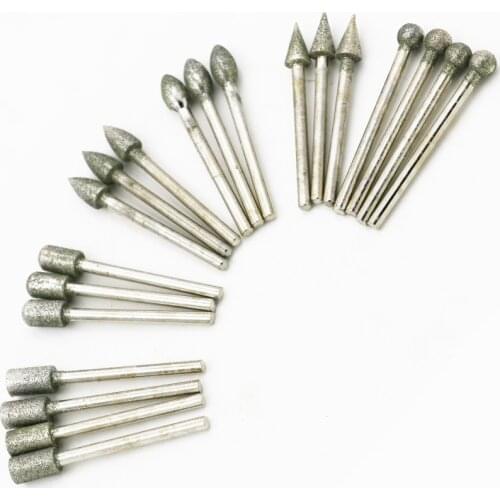 20pcs abrasive burrs electroplate diamond grinding head rotary files set