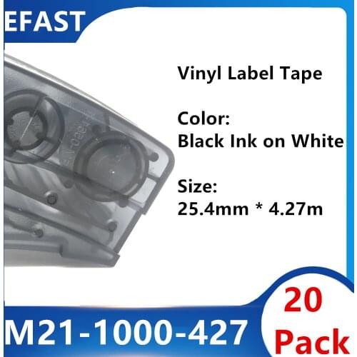20 Pack M21 1000 427 Vinyl Label Maker Ribbon Black On White BMP-21 PLUS BMP21 LAB Printer Label Tape thick pipe paper pipe