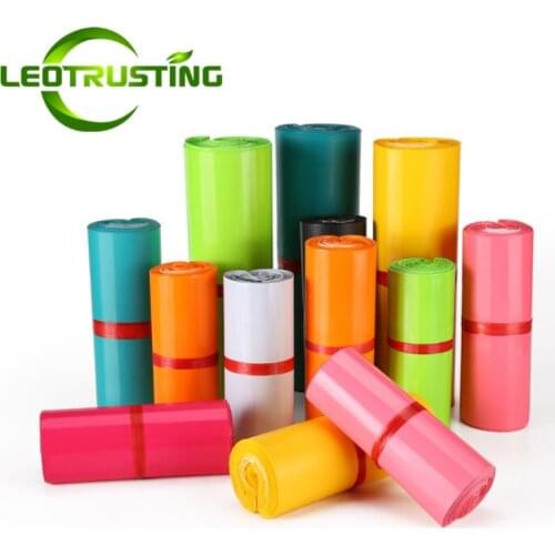 Leotrusting 50pcs Colored Poly Mailer Mailing Bags Express Boxes Packaging Envelope Bag Hot Mailer Plastic Garments Shipping Bag