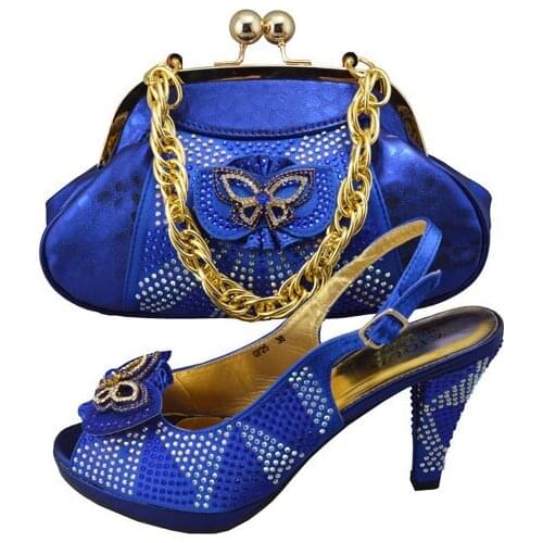 Free shipping New arrival african shoes and matching bag set with rhineston italian ladies high heels pumps doershow !F1-4