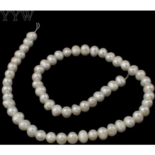 7-8mm Potato Cultured Freshwater Pearl Beads For Making Diy Jewelry Bracelet Necklace Natural White Approx 15.1 Inch Strand