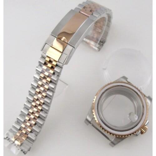 Rose Gold Two Tone 40mm Watch Case fit NH35A MIYOTA 8215 ETA 2836 Seeing/Solid Back Oyster/Jubilee Strap Sapphire Glass