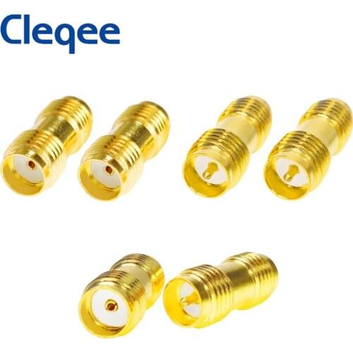 Cleqee 100pcs RF SMA Adapter RP SMA Female (pin) To SMA Female (pin) Connector Double Straight Gold Plated Copper
