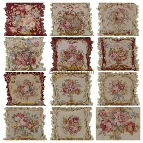 Floral decorative handmade needlepoint cushions full wool vevelt embroidered needlepoint pillow case covers 40x40gc165cusyg8