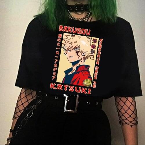 Mens Shirts Anime T Shirt My Hero Academia Bakugou Harajuku Printed Streetswear Tops Tees