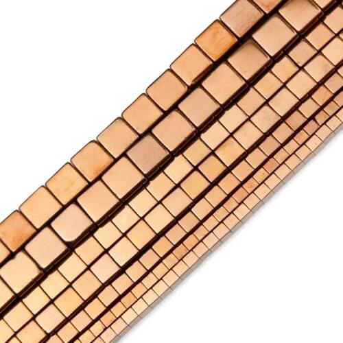 JHNBY Diy Bracelet Pendant Findings Copper Square Shape Hematite Natural Stone 2/3/4/6mm Spacers Loose Beads For Jewelry Making