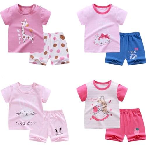 Clothing Set Baby Girl Clothes For Summer Short Sleeve T Shirts + Shorts Suit Cotton Kids Tracksuit Outfit Toddler Girl Pajamas