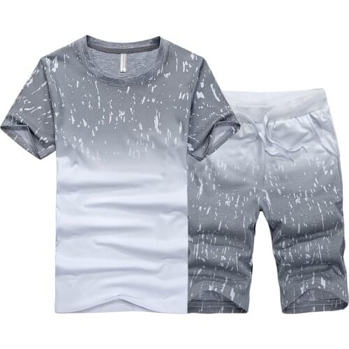 Summer Men Set Sporting Suits T Shirt+Shorts Quick Drying 2 Piece Set Casual Male Tracksuit Men Clothing Sweat Suit 2021 Fashion
