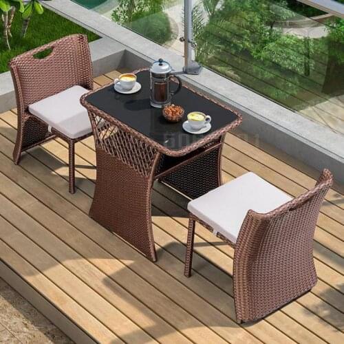 Balcony small table and chair wicker chair three-piece outdoor table and chair combination simple rattan leisure coffee table