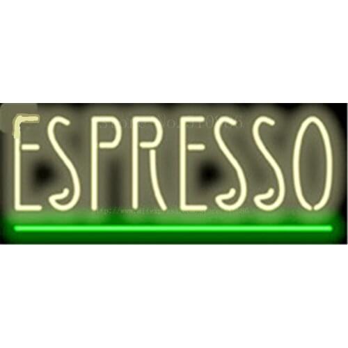 Espresso Neon sign Real Glass Tube Bulbs Light Bar Beer Club Decoration Signboard tea coffee Cappuccino drink 17"x14"