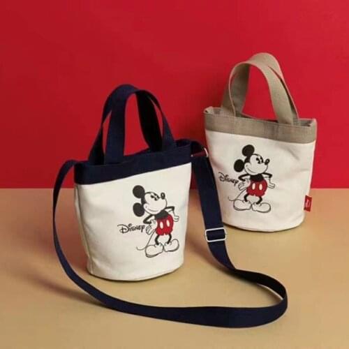 New Female Bag Canvas Bag Cute Mickey Print Handbag Fashion Girls One-shoulder Bag Cartoon Cute Childrens Bag Trendy Designer