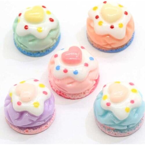 Wholesale 12*15MM Pastel Color Flatback Resin Dessert Food Cabochon Miniature Dollhouse Icecream Cake Craft Hair Bow Ce