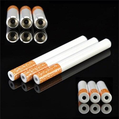 Tobacco Pipe Portable Clearner Devices Aluminum Cigarette Shaped Metal Pipe Smoking Tobacco Pipe Dugout Hitter Grinder 78mm/55mm