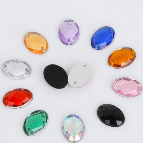50pcs 10*14mm Multi-Color Acrylic Flatback Teardrop Rhinestone Sew Drill Fashion DIY Decoration For Wedding Dress Clothes