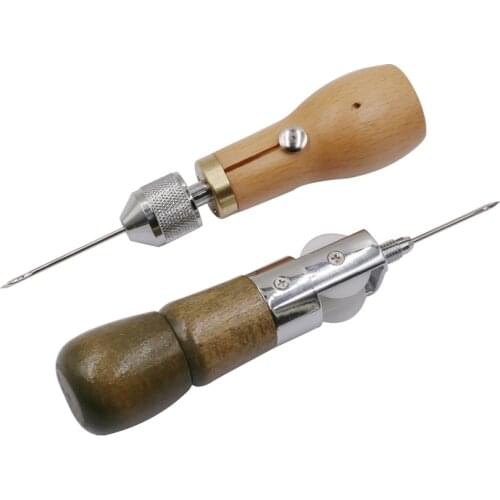 Carving Wax Line Wooden Handle Sewing Awl Stitcher Leather Canvas Tent Sewing Needle Craft DIY hand-stitched Leather Tools
