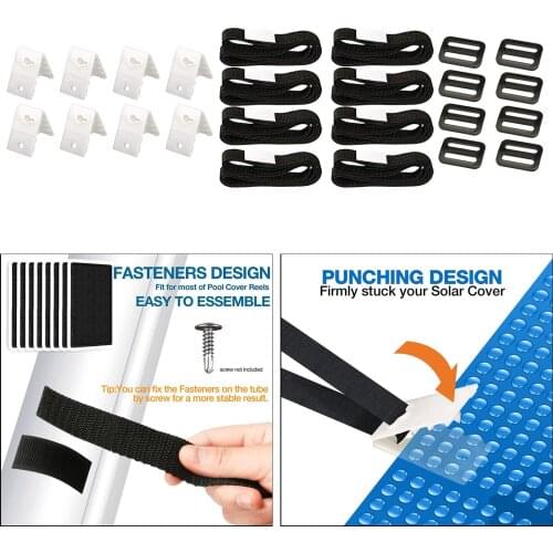Pool Solar Cover Reel Straps Set for Swimming Pool Easy Install Accessories